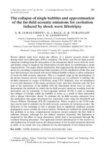 The collapse of single bubbles and approximation of the far-field acoustic emissions for cavitation induced by shock wave lithotripsy