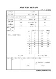 TK016风管系统漏风量检测记录