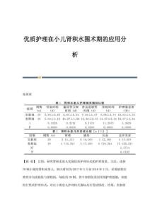 优质护理在小儿肾积水围术期的应用分析