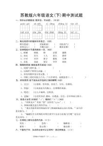 苏教版六年级语文下册期中试卷