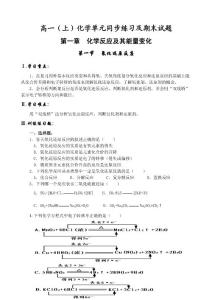 氧化还原反应 同步练习 期末试题