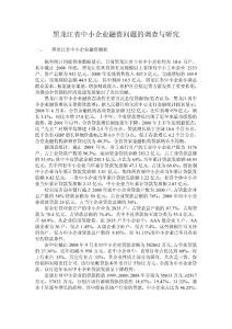 黑龍江省中小企業(yè)融資問題的調查與研究