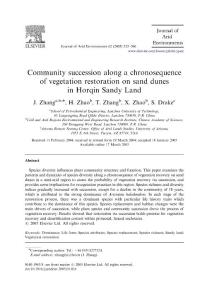 Community succession along a chronosequence of vegetation restoration on sand dunes in Horqin Sandy Land