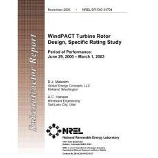 WindPACT Turbine Rotor Design, Specific Rating Study; Period of Performance 2003