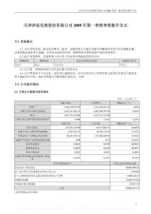 深市_000897_津滨发展_2009年第一季度报告