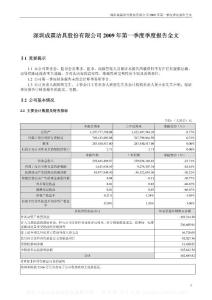 深市_002047_成霖股份_2009年第一季度报告