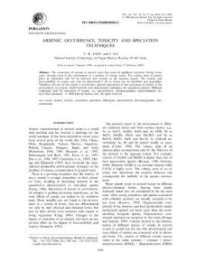 Arsenic occurrence, toxicity and speciation techniques