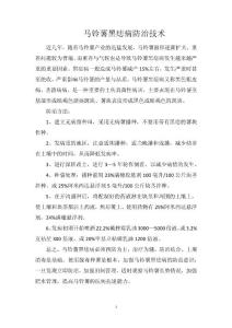 马铃薯黑痣病防治技术