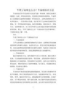 牛得了湿疹怎么办？牛湿疹防治方法