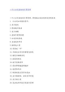 小公司管理心得