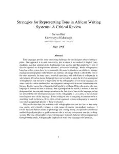 Strategies for Representing Tone in African Writing Systems A Critical Review