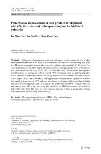 Performance improvement in new product development with effective tools and techniques adoption for high-tech industries