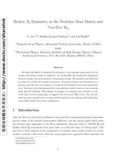Broken S3 Symmetry in the Neutrino Mass Matrix and Non-Zero theta_{13}