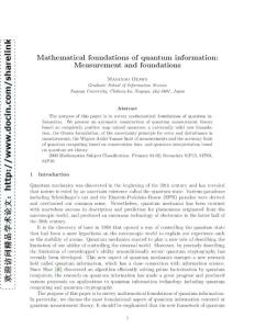 【29页精品】Mathematical foundations of quantum information: Measurement and
  foundations