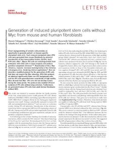 Generation of induced pluripotent stem cells without Myc from mouse and human fibroblasts