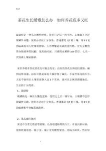 茶花生长缓慢怎么办  如何养花苞多又旺