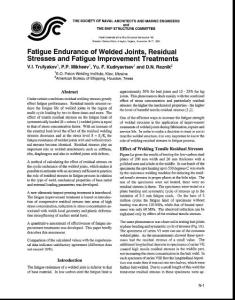 Fatigue Endurance of Welded Joints, Residual