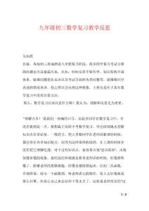九年级初三数学复习教学反思