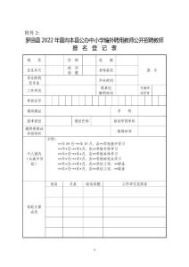羅田縣2022年面向本縣公辦中小學編外聘用教師公開招聘教師報名登記表