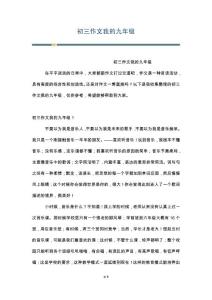 初三作文我的九年级