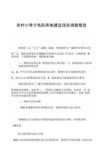 農村小學少先隊陣地建設現狀調查報告