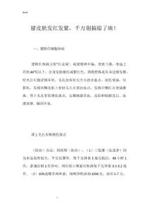 猪皮肤发红发紫，千万别搞错了病！