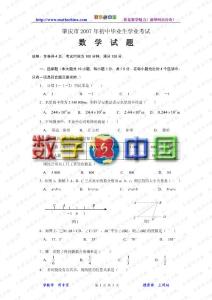 2007年肇庆市中考数学试题