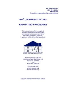 HVI 915-2009 通風器具噪聲響度測量