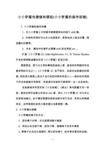 小小梦魇快捷键有哪些(小小梦魇的操作按键)