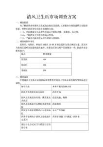 清風(fēng)衛(wèi)生紙市場調(diào)查方案