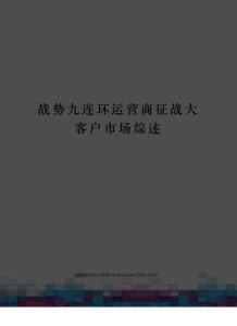 戰(zhàn)勢九連環(huán)運營商征戰(zhàn)大客戶市場綜述