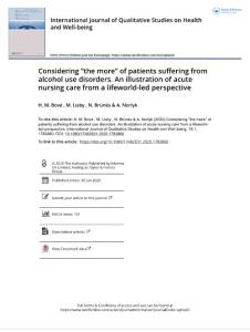considering “the more” of patients suffering from alcohol use disorders. an illustration of acute nursing care from a lifeworld-led perspective_2020_h. m. bové