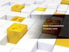 高品质商务金色格子背景PPT模板
