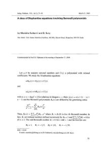 A class of Diophantine equations involving Bernoulli polynomials