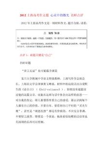 2012上海高考作文题 心灵中的微光 名师点评