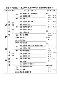 臺中縣永安國小八十九學年度第一學期一年級教學計劃表