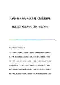 比较脐旁入路与传统入路三通道腹腔镜肾盂成形术治疗小儿肾积水的疗效