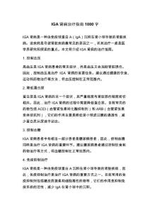 IGA肾病治疗指南