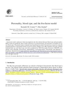血型与性格研究  2002 five factor model copy
