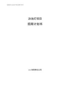 泳池燈項目招商計劃書