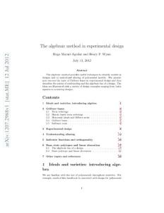 The algebraic method in experimental design