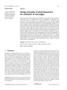 Design principles of photo-bioreactors for cultivation of microalgae