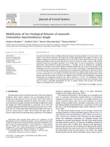 Modification of the rheological behavior of amaranth (Amaranthus hypochondriacus) dough
