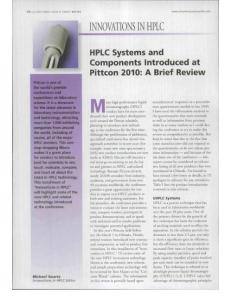 HPLC Systems and Components Introduced at Pittcon 2010：A Brief Review