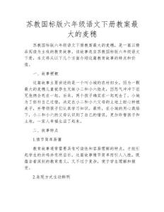 蘇教國標(biāo)版六年級語文下冊教案最大的麥穗
