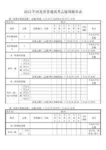 2012年河北省普通高考志愿填报表