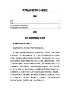 實習生崗前培訓心得總結(工作總結 資料)