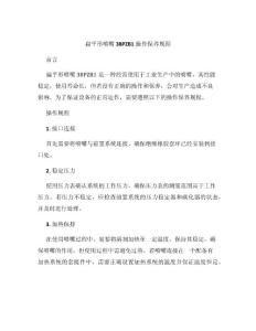 扁平形喷嘴38PZB1操作保养规程