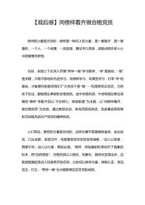 【觀后感】向榜樣看齊做合格黨員