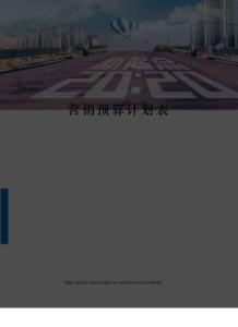 營銷預算計劃表